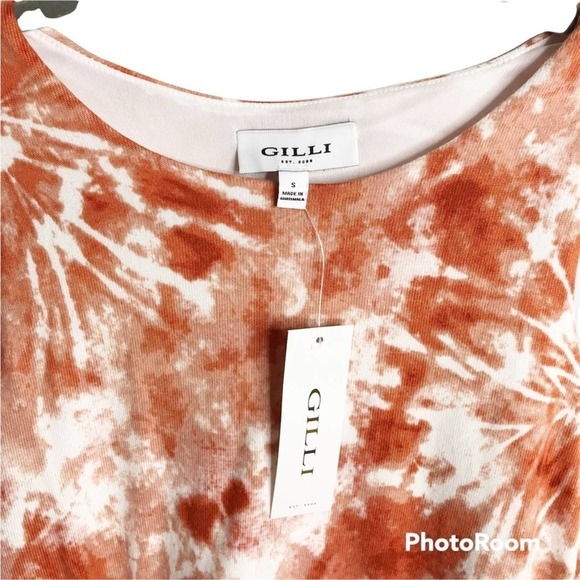 Gilli red orange and white tie dye splatter print midi dress size S NWT - Picture 4 of 4